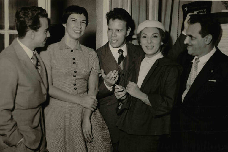 Luiz Vieira, Inezita Barroso, Luiz Delfino, Marlene e Hervê Gordovil, em 1955
