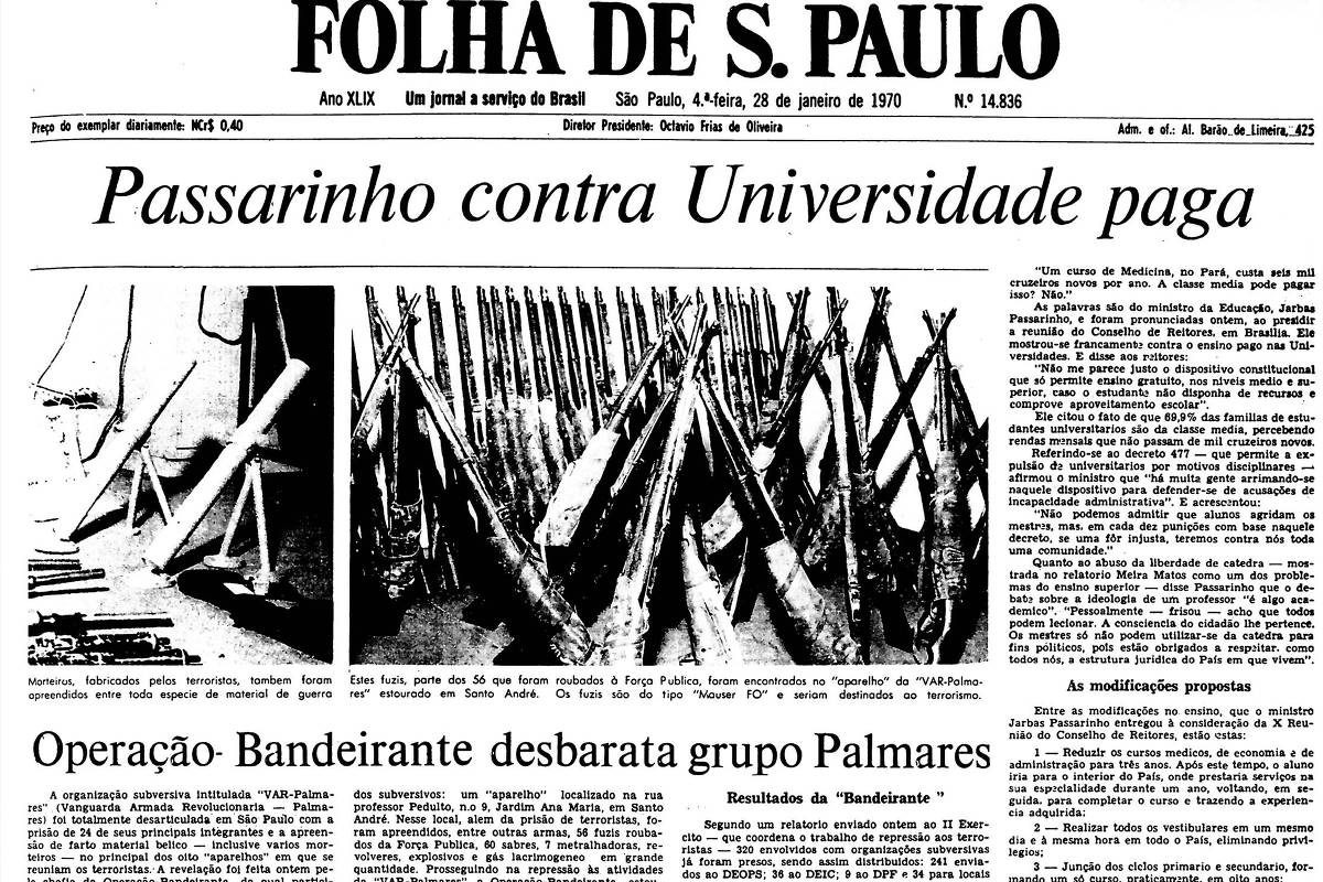 1970: Oban afirma ter desbaratado a VAR-Palmares - 28/01/2020 - Banco de  Dados - Folha