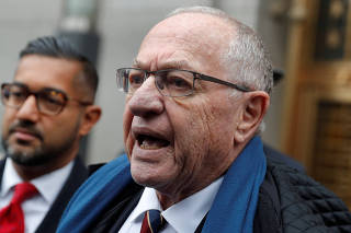 Alan Dershowitz leaves the Manhattan Federal Court in New York