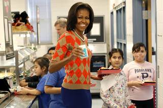 Mchelle Obama speaks about school lunches in Virginia