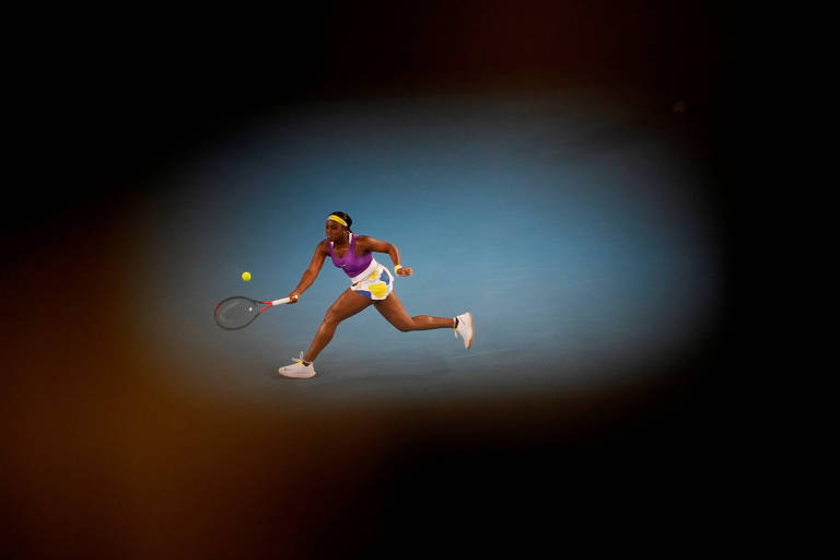 Sloane Stephens durante partida de estreia no Australian Open