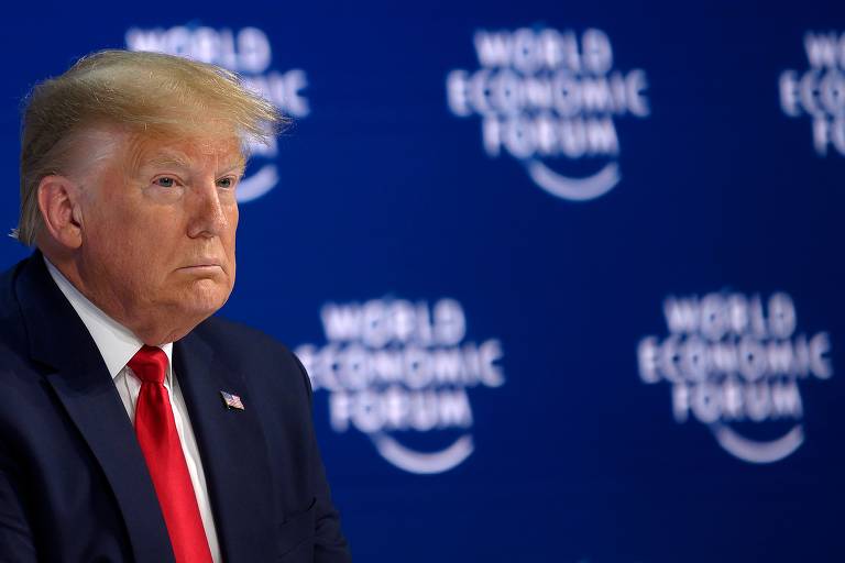 O presidente americano, Donald Trump, discursa em Davos