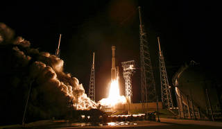 The Boeing CST-100 Starliner spacecraft, atop a ULA Atlas V rocket, lifts off for an uncrewed Orbital Flight Test to the International Space Station