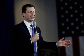 Democratic 2020 U.S. presidential candidate and former South Bend Mayor Pete Buttigieg speaks during a campaign town hall meeting in Concord