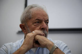 O ex-presidente Lula durante reunião do diretório nacional do PT