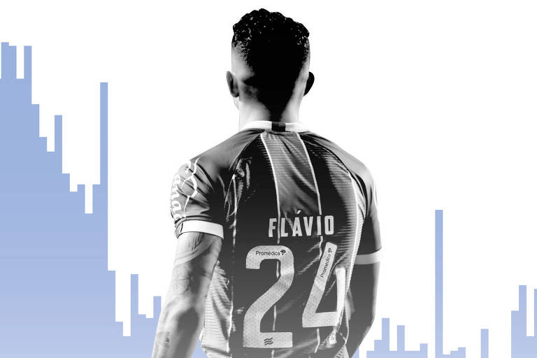 Montagem com o jogador Flávio, do Bahia, que usou a camisa 24 pela equipe neste ano