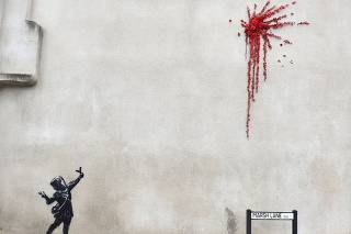 A suspected new mural by artist Banksy is pictured in Marsh Lane in Bristol