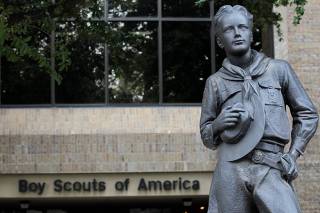 FILE PHOTO: Scout statue seen at the Boy Scouts of America headquarters in Irving