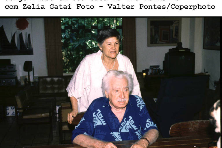 O escritor Jorge Amado e sua mulher, Zélia Gatai