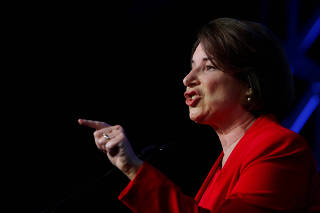 U.S. Democratic presidential candidate Amy Klobuchar speaks at a North Carolina Democratic Party event in Charlotte, North Carolina