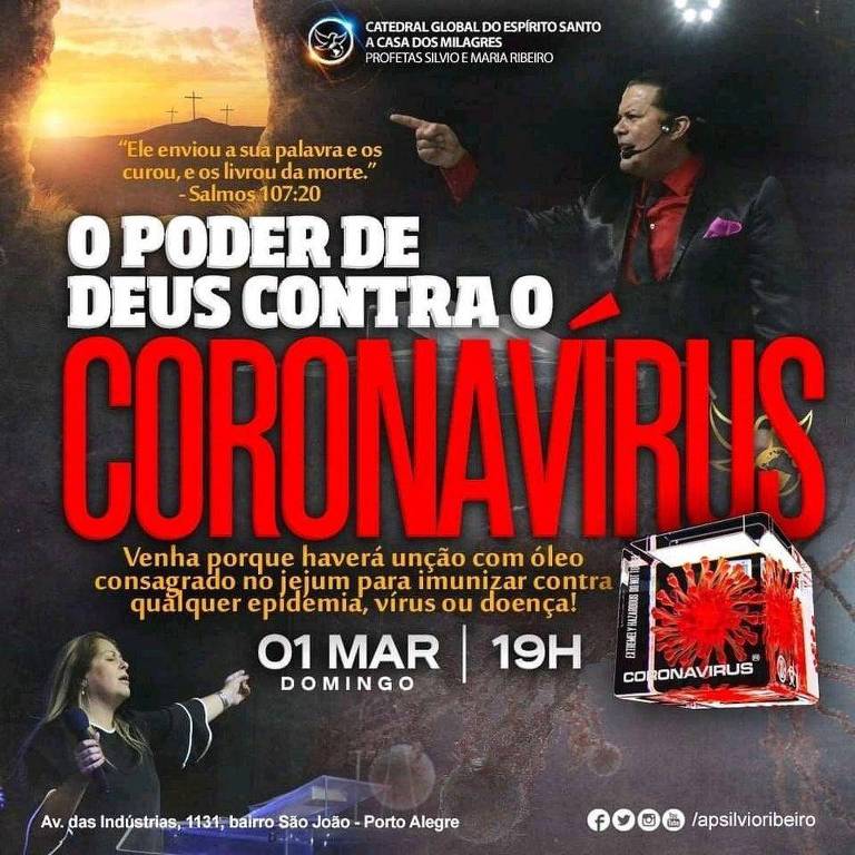 Polícia investiga igreja que anunciou imunização contra coronavírus