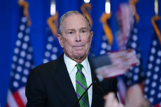 Former Democratic U.S. presidential candidate Mike Bloomberg appears before supporters after ending his campaign for president in New York