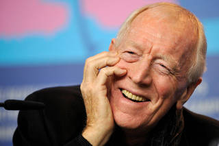 FILE PHOTO: Actor von Sydow attends news conference to promote movie 'Extremely Loud And Incredibily Close' at 62nd Berlinale International Film Festival in Berlin