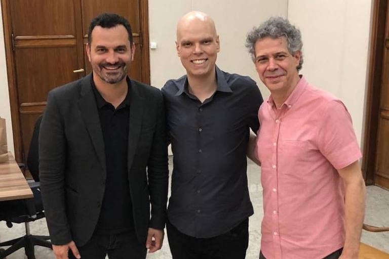Alê Youssef, o prefeito Bruno Covas e Hugo Possolo