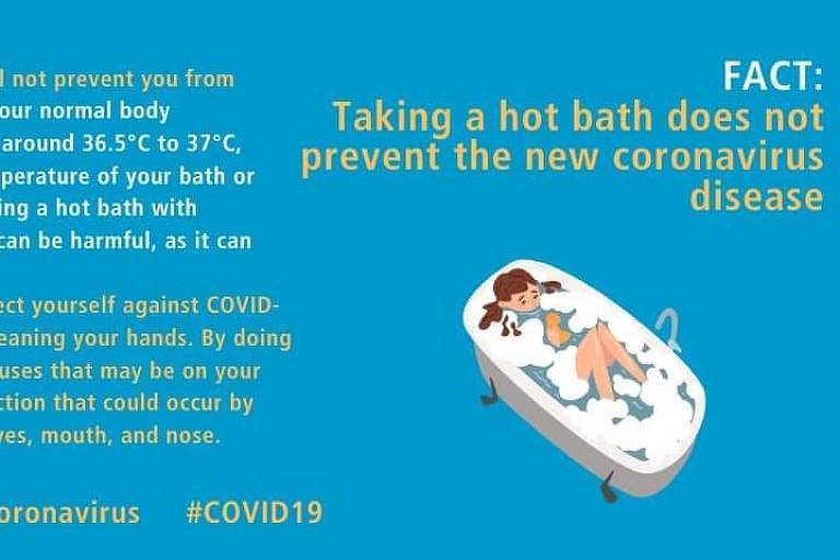 Cartaz da OMS alerta para fake news sobre o coronavírus