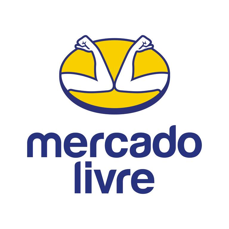 Mercado Livre altera logomarca após coronavírus, com um toque de cotovelos na ilustração em azul e amarelo em vez do aperto de mãos
