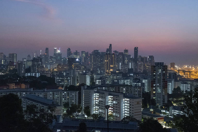 Vista aérea de Singapura, um dos países mais densamente povoados do mundo