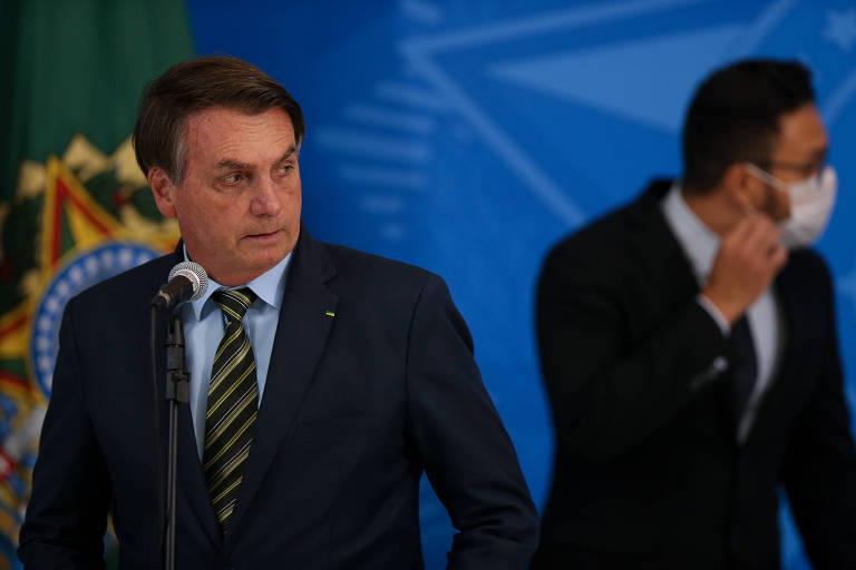 Presidente Jair Bolsonaro durante pronunciamento à imprensa no Palácio do Planalto para falar sobre a crise do Coronavírus
