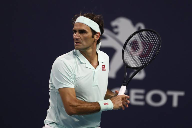 Roger Federer durante o ATP de Miami, em 2019