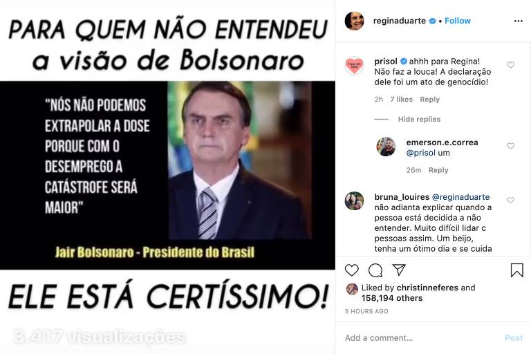 Meme com foto de Bolsonaro e dizeres "Para quem não entendeu a visão de Bolsonaro, ele está certíssimo"