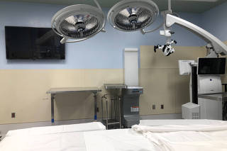 An empty operating room is seen in a Maryland hospital