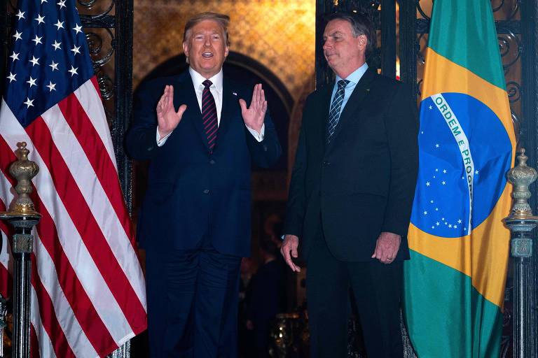 Os presidentes Donald Trump e Jair Bolsonaro em Mar-a-Lago (Flórida)