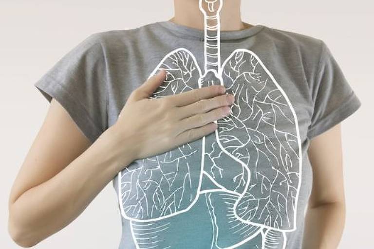 Representação do pulmão sob a imagem do corpo de uma pessoa