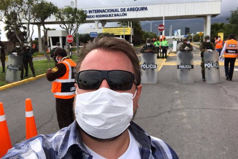 O engenheiro Felipe Nähring, que não consegue sair de Arequipa, no Peru, depois que um hóspede de seu hotel contraiu coronavírus