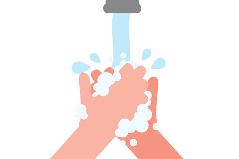 Lavar as mãos com água e sabão ou álcool 70%