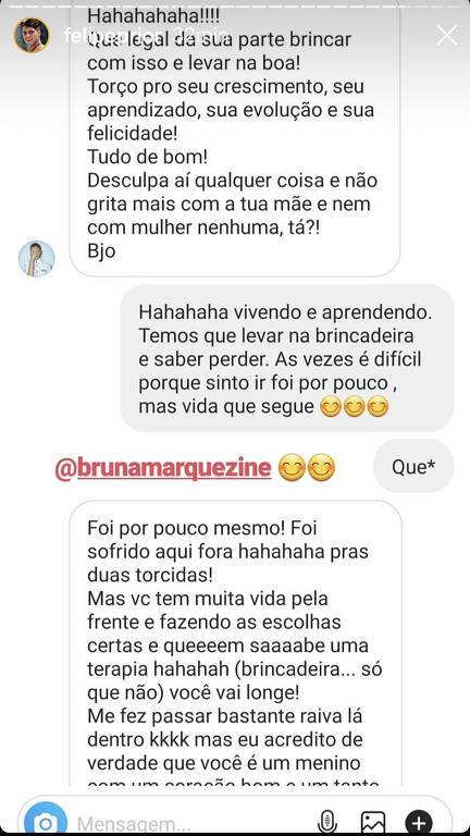 Conversa de Bruna Marquezine com Felipe Prior