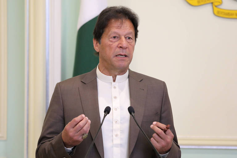 O premiê paquistanês, Imran Khan, durante evento no início de fevereiro  
