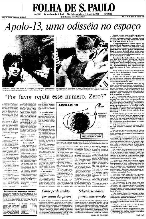 Primeira Página da Folha de 15 de abril de 1970
