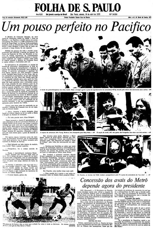 Primeira Página da Folha de 18 de abril de 1970