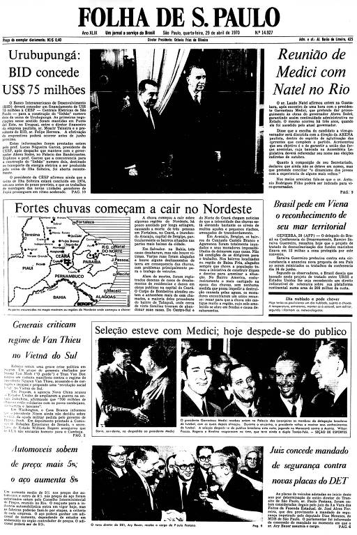 Primeira Página da Folha de 29 de abril de 1970