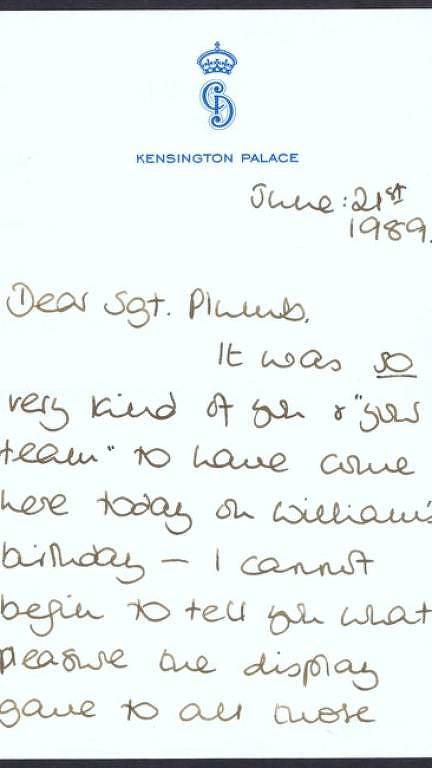 Carta de próprio punho de Diana em 1989