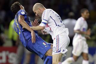 File photo of Zinedine Zidane head-butting Marco Materazzi in Berlin