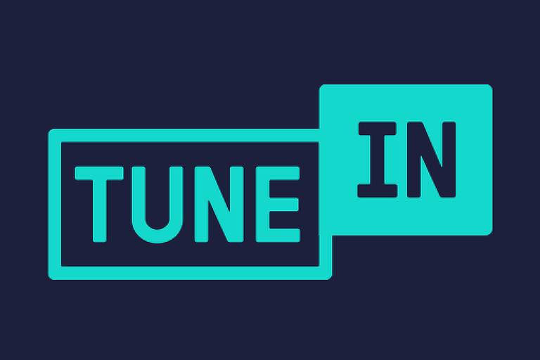 Logotipo do aplicativo TuneIn, que permite ouvir rádios de todo mundo