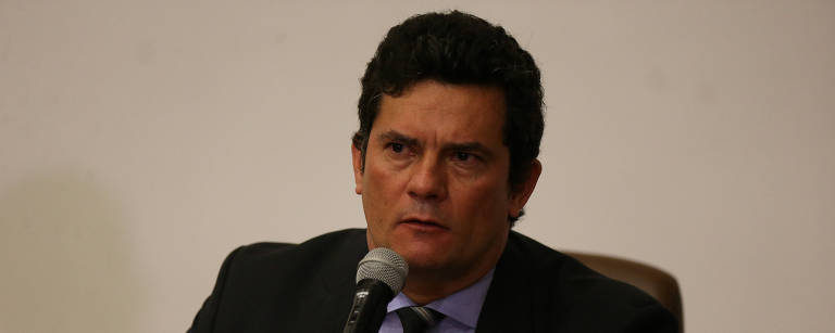 Sergio Moro durante pronunciamento em que anunciou saída do Ministério da Justiça