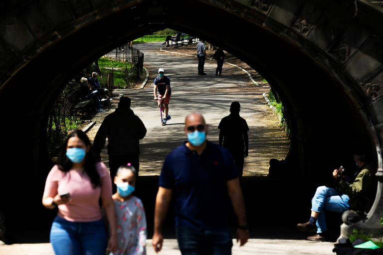 Os frequentadores foram ao parque com máscaras e buscaram manter distância