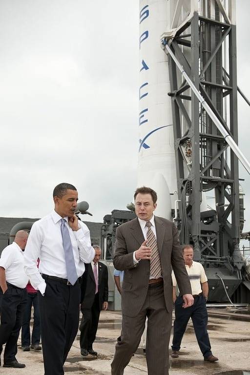 Elon Musk com o presidente Barack Obama