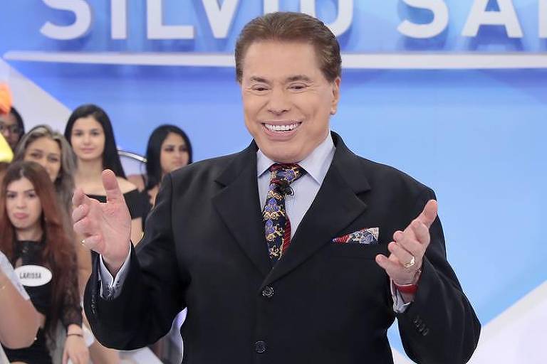 Silvio Santos durante gravação de seu programa no SBT