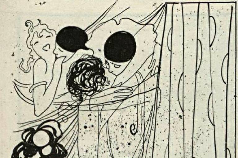 Ilustração de J. Carlos sobre o Carnaval de 1919