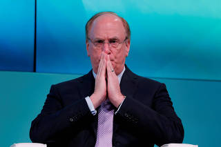 FILE PHOTO: Larry Fink, Chief Executive Officer of BlackRock, takes part in the Yahoo Finance All Markets Summit in New York