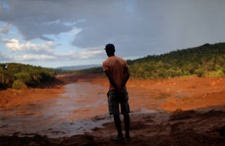 Volunteer Jeferson Ferreira, who helped and save people in the area from a small hotel that was covered by mud, is seen after a tailings dam owned by Brazilian mining company Vale SA collapsed, in Brumadinho
