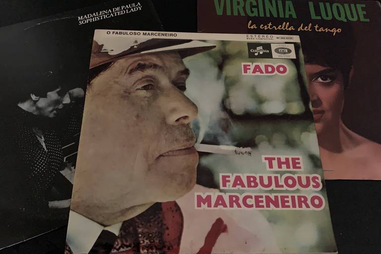     Capas originais de LPs de Madalena de Paula (Sophisticated Lady), Alfredo Marceneiro (The Fabulous Marceneiro) e Virginia Luque (La Estrella del Tango)