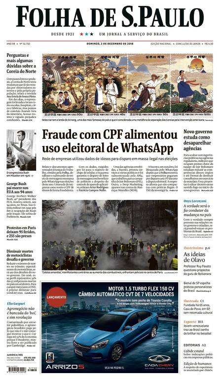 Fac-símile da edição de 2 de dezembro de 2018