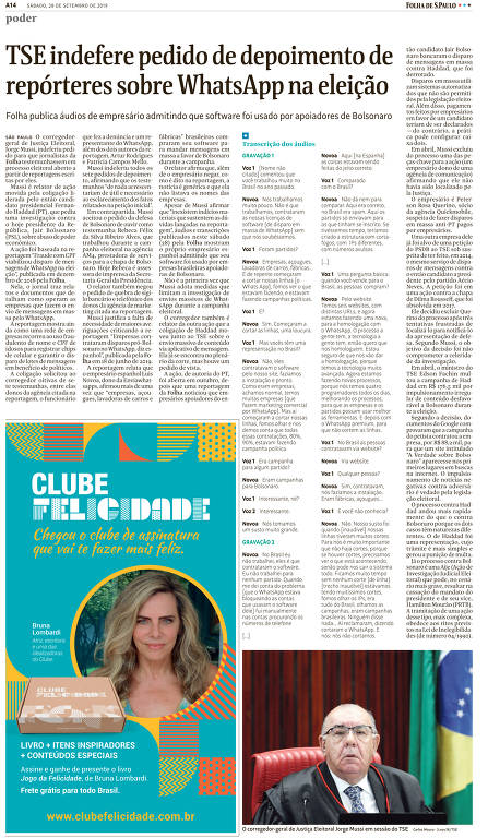 Fac-símile de página da edição de 28 de setembro de 2019

