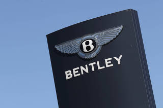 A logo of Bentley is seen outside a Bentley car dealer, amid the coronavirus disease (COVID-19) outbreak in Brussels
