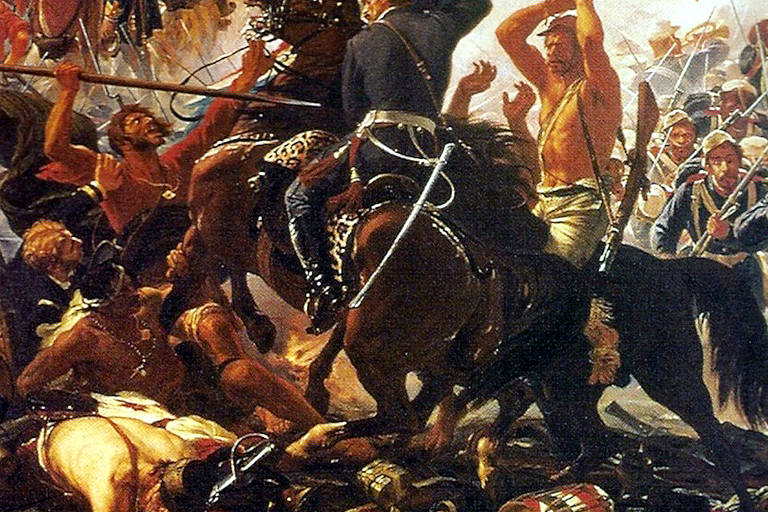 Detalhe da tela 'A Batalha do Avaí', do pintor brasileiro Pedro Américo; confronto fez parte da chamada Dezembrada, série de batalhas vencidas pelas tropas de Duque de Caxias no último mês de 1868