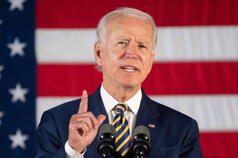 O virtual candidato democrata à Presidência, Joe Biden, discursa na cidade de Darby, na Pensilvânia